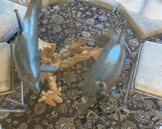 Wyland “Meeting of the Minds” Dining Room Table with 8 WYLAND Fin Back Chairs