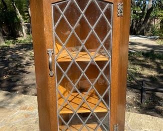 Antique Corner Wood and Glass Wall Curio