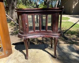Antique Tea Curio with Removable Top Tray w/ Handles