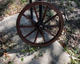 Antique Small Wooden Wagon Wheel