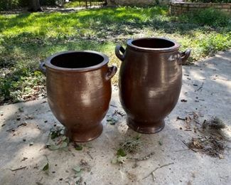 2x Antique Large Salt Glaze Pots