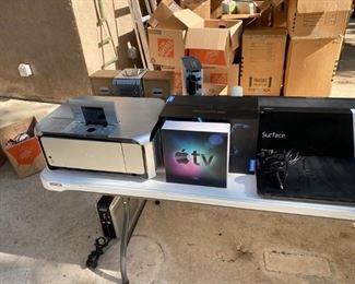 Electronics - Original AppleTV, Color printer/scanner, Surface tablet, 15" laptop