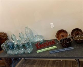 Glass Vases, Bottles, Decorations, and Antique Bundt Pans