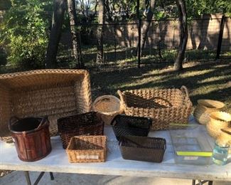 Antique Hamper Basket from Germany, Set of 3 Gila Indian Baskets, Miscellaneous Baskets