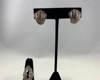 003 Victorian Inspired Sterling Ring and Earrings