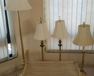 Brass Lamps and Coffee Table