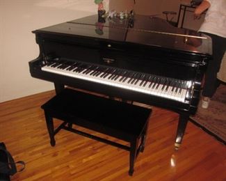 Hardman Black Lacquer Baby Grand Piano Refurbished