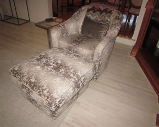 Plush Arm Chair with Matching Ottoman