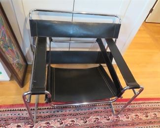 Pair of Wassily style chrome & leather chairs