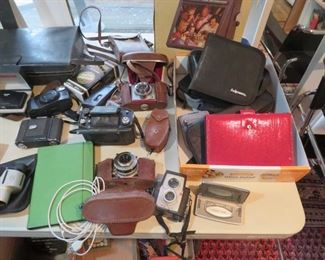assorted old cameras & accessories