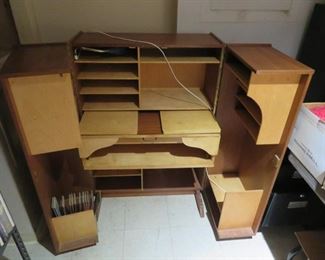 Danish modern teak fold-out desk cabinet