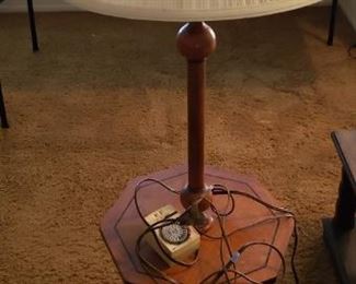 Vintage Side Table with Attached Lamp