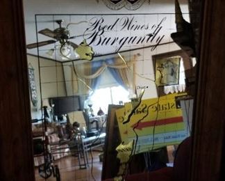 B & G French Burgundy Advertising Mirror