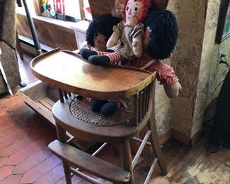 Antique High Chair, Raggedy Ann & Andy