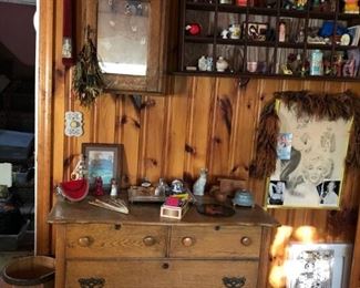Antique Oak Dresser, Medicine Cabinet, Decor