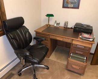 Desk, Office Chair & Banker's Lamp! Perfect size for any room!