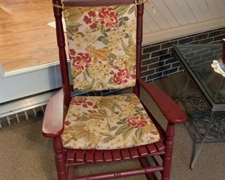 3 Red Wood Rocking Chairs w/Pads - Perfect for a Long Front Porch!