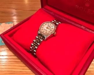 Rolex Lady 18K Gold Datejust Diamond Bezel