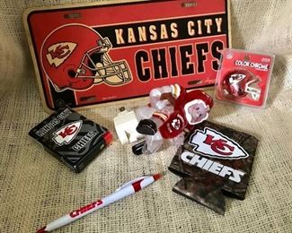 Kansas City Chiefs License Plate and other items (playing cards, cozy, etc.)