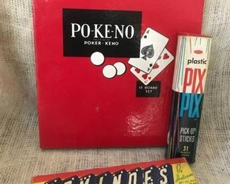 Set of Vintage Games--Pix, Dominoes, and Pokeno
