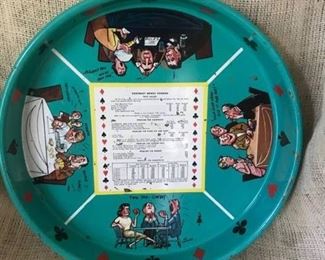 13" Vintage Game Tin Tray--Contract Bridge Scoring rules