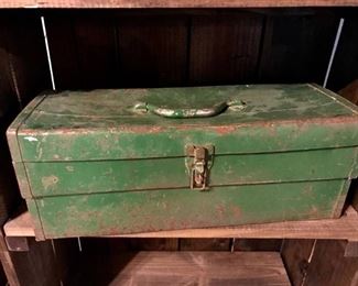 Vintage Rustic green metal tool box
