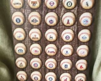 Canvas baseball wall decor with MLB team logos