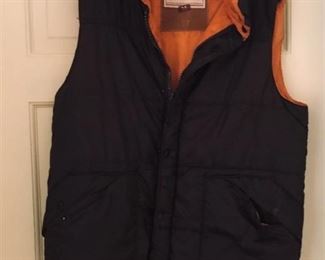 Brown and Orange Men's Winter Vest--zipper front