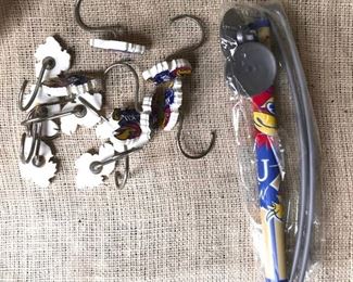 Kansas (KU) Jayhawk shower curtain rings and window/glass stick up
