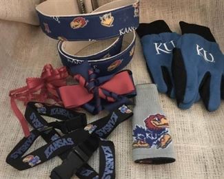 Kansas (KU) Jayhawk fun stuff--belt, gloves, koozie, etc.