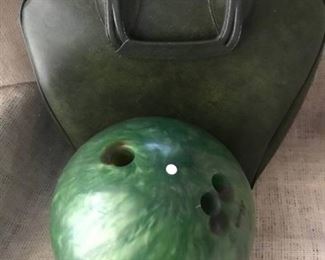 Vintage bowling ball and bag