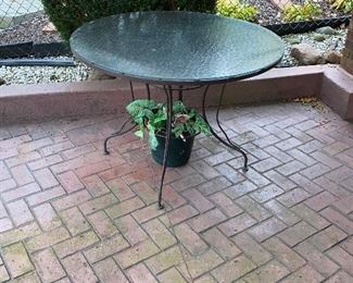 OUTDOOR GLASS TOP TABLE 