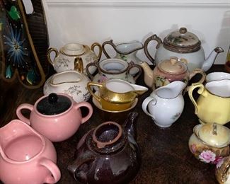 VINTAGE TEA POTS, CREAMERS AND SUGAR BOWLS
