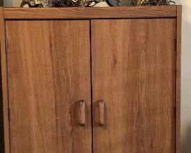 Storage Cabinet, Hurricane Lamps