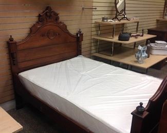 3/4 BED WITH BRAND NEW MATTRESS. BEAUTIFUL WOOD. AWESOME FIND.