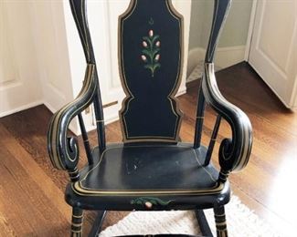 Antique wood balloon back Boston rocker original paint