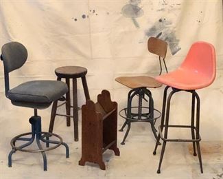 mid century modern, industrial swivel stools: Eames, Saarenin, Knoll. 