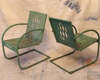 art deco steel lawn garden porch chairs.