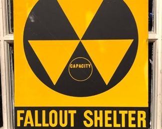 atomic bomb, cold war fallout shelter sign.