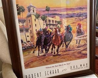 Signed Robert Schaar Del Mar Thoroughbred Club "Where the Turf Meets the Surf" Framed Print
