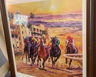 Signed Robert Schaar Del Mar Thoroughbred Club "Where the Turf Meets the Surf" Framed Print