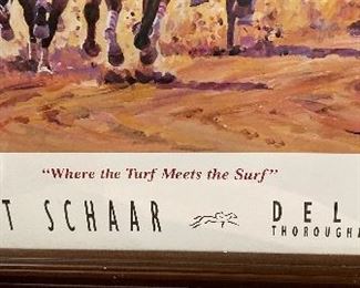 Signed Robert Schaar Del Mar Thoroughbred Club "Where the Turf Meets the Surf" Framed Print