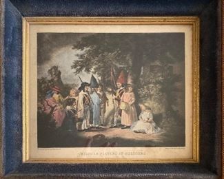 Framed "Children Playing at Soldiers" Painted by G. Marland, Engraved by O. Kealting