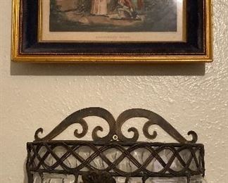 Framed "Blindman's Buff" Painted by G. Marland, Engraved by W. Ward, Wall Hanging Glass Vase/Sconce