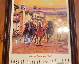 Signed Robert Schaar Del Mar Thoroughbred Club "Where the Turf Meets the Surf" Framed Print