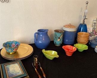 Assorted Serving Items, Local Hand Made Pottery, Lamp