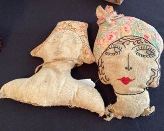 Primitive Folk Art Handmade Rag Doll Heads