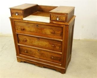 Antique, MarbleTopped Wooden Dresser Storage