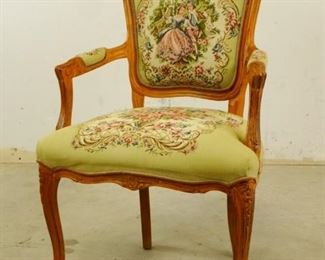 Pink Rose Needlepoint Armchair