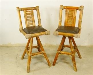 Rope Bound Wooden Barstools